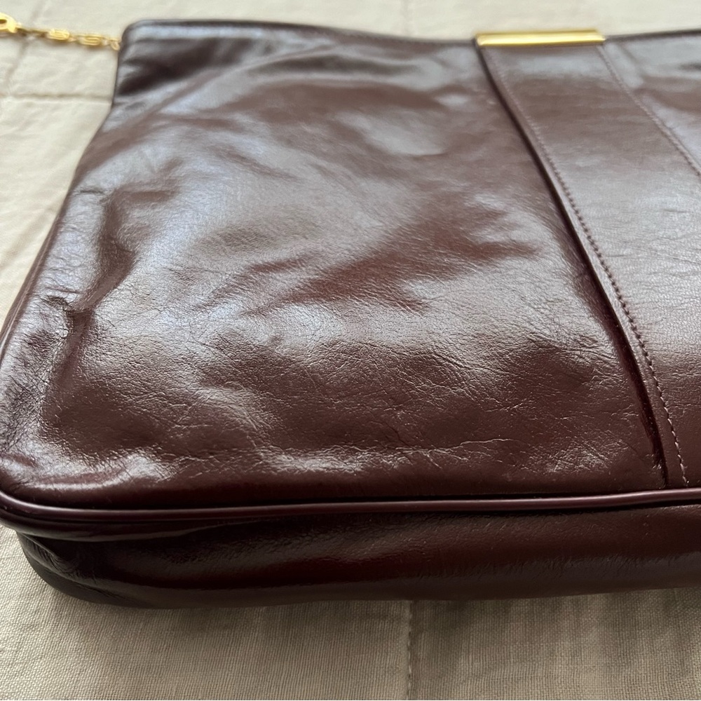 Vintage Brownish/Red Leather Clutch - Picture 5 of 6